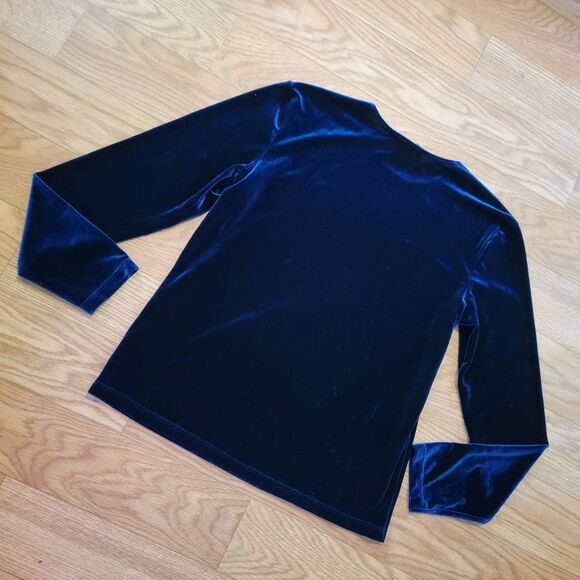 90's Vintage Crushed Velvet Long Sleeve Blouse - Picture 2 of 8